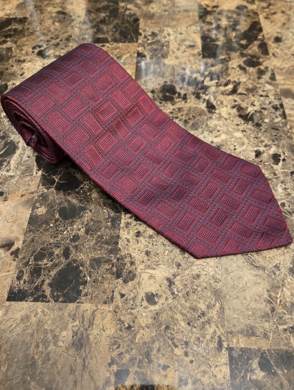 Brooks Brothers Makers Red Geometric Italian Silk Tie